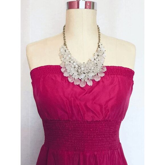 Anthropologie Women’s 4 Maeve Removable Strap Strapless Smocked Silk Dress - Picture 9 of 11